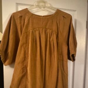 Free People brown/gold oversized corduroy tunic ; size XS